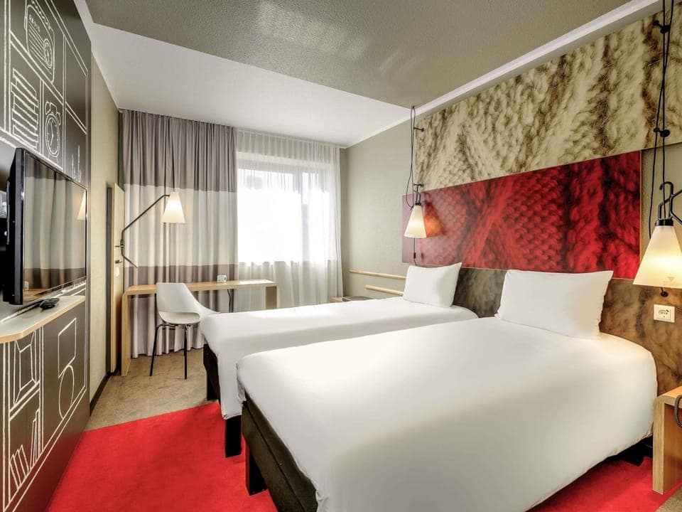 Hypo-allergenic bedding, desk, blackout drapes, soundproofing