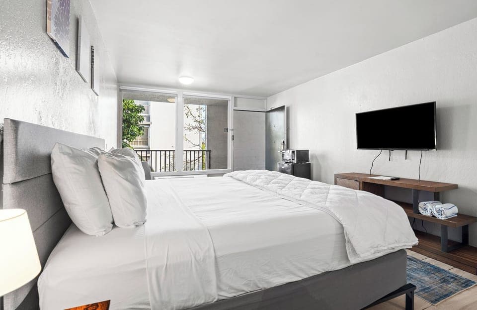 Premium bedding, pillowtop beds, blackout drapes, iron/ironing board