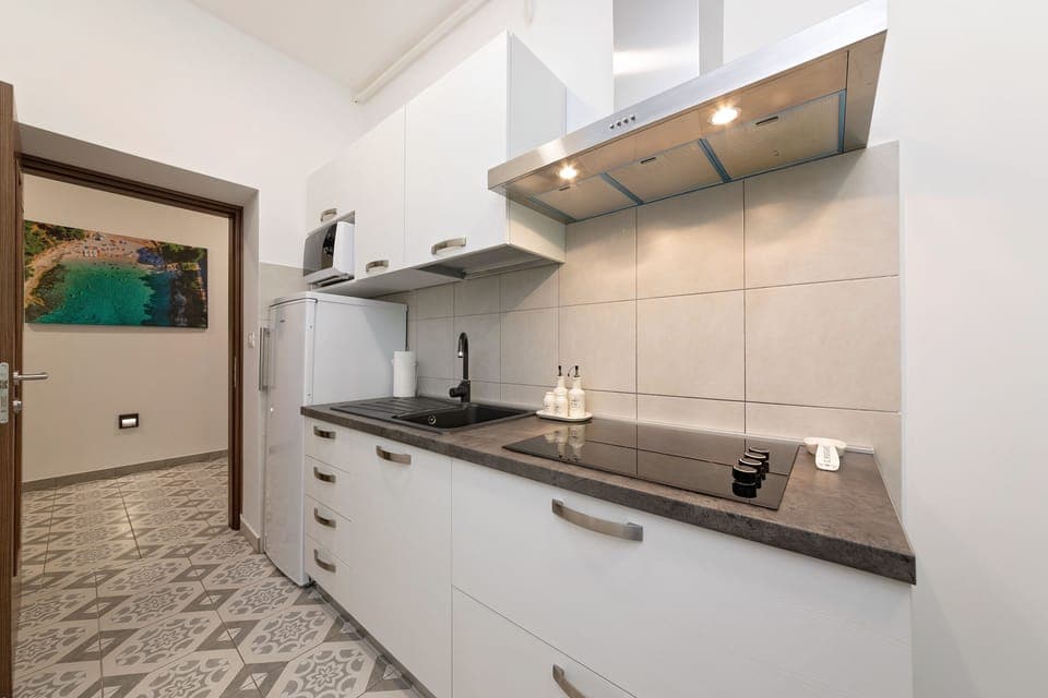 Fridge, microwave, oven, electric kettle