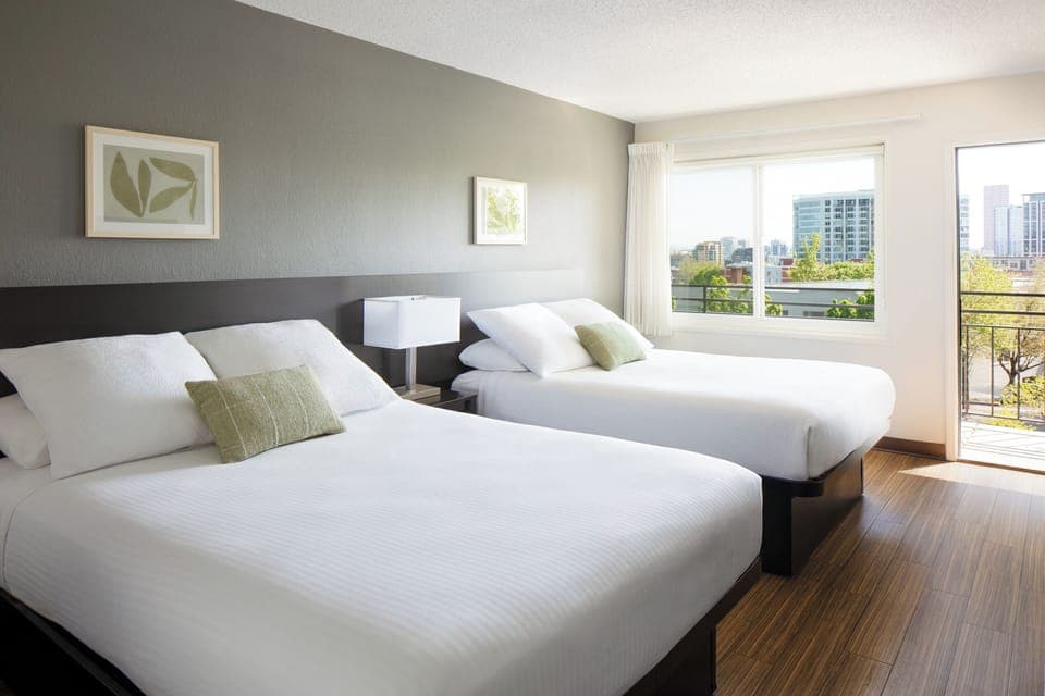 Double Room, 2 Queen Beds | Desk, blackout drapes, free WiFi, bed sheets