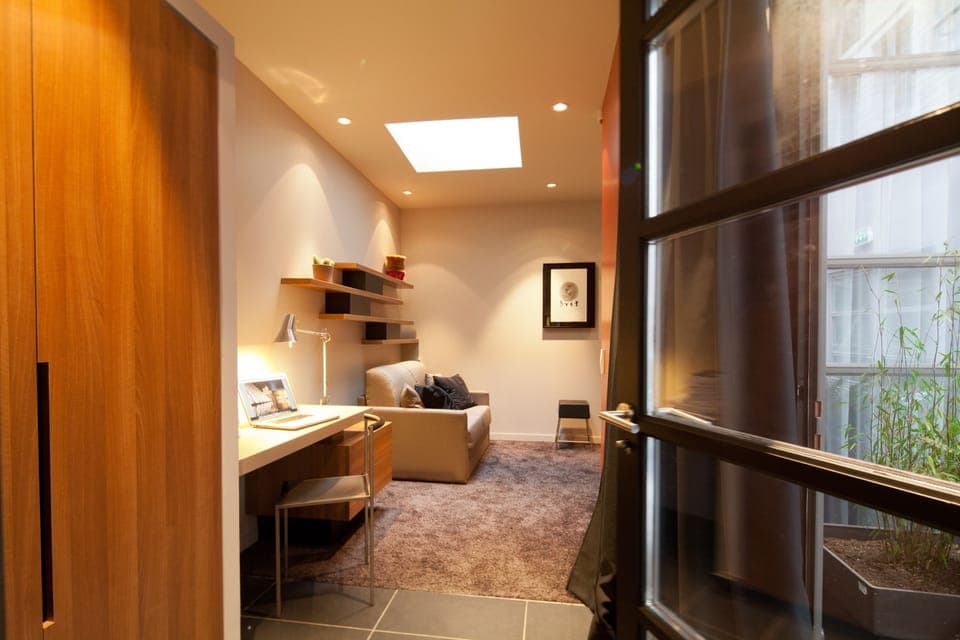 Flat-screen TV, first-run movies