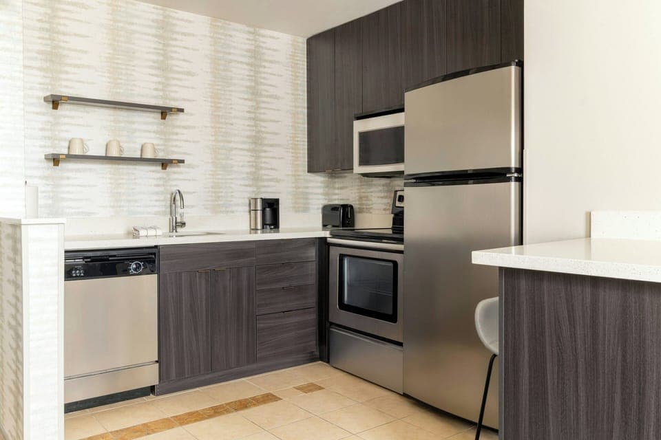 Fridge, microwave, stovetop, dishwasher