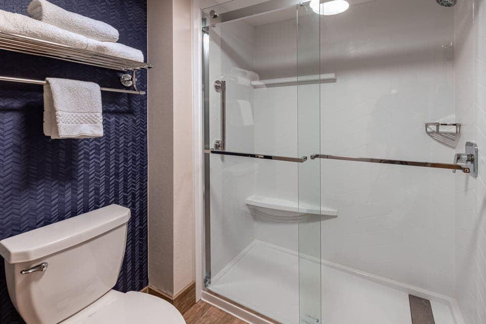 Room, 1 King Bed with Sofa bed | Bathroom | Combined shower/tub, hair dryer, towels