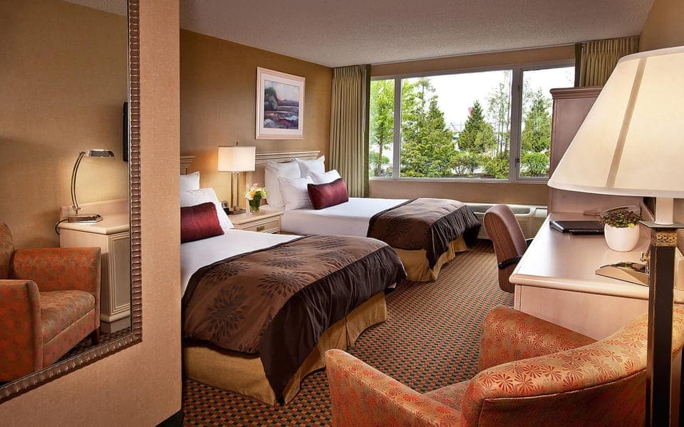 Standard Two Double Beds (Coast Two Doubles) | Premium bedding, desk, blackout drapes, iron/ironing board