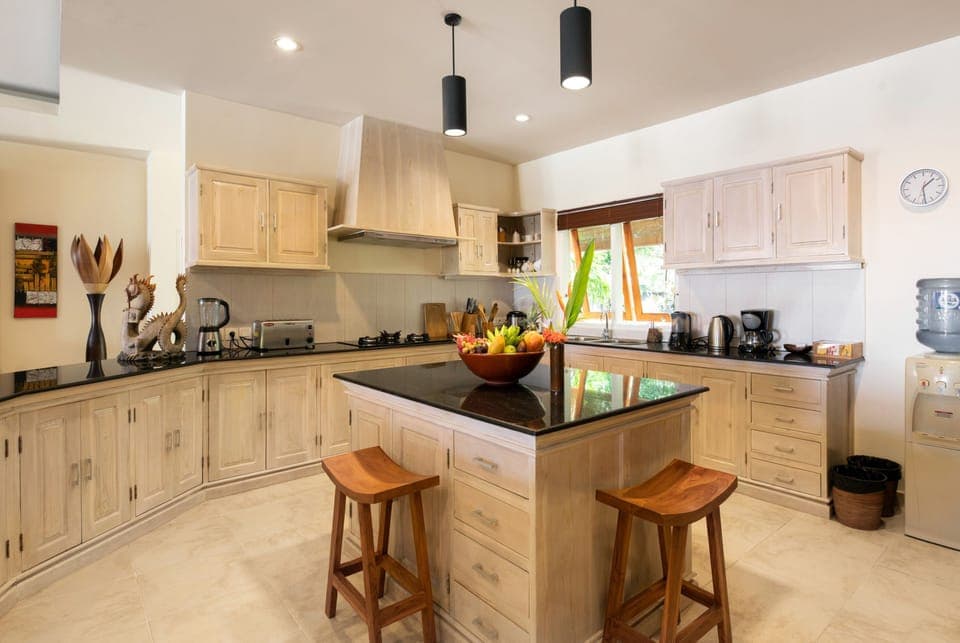 Deluxe Villa, 3 Bedrooms, Sea View, Beachside | Private kitchen | Full-size fridge, stovetop, coffee/tea maker, electric kettle