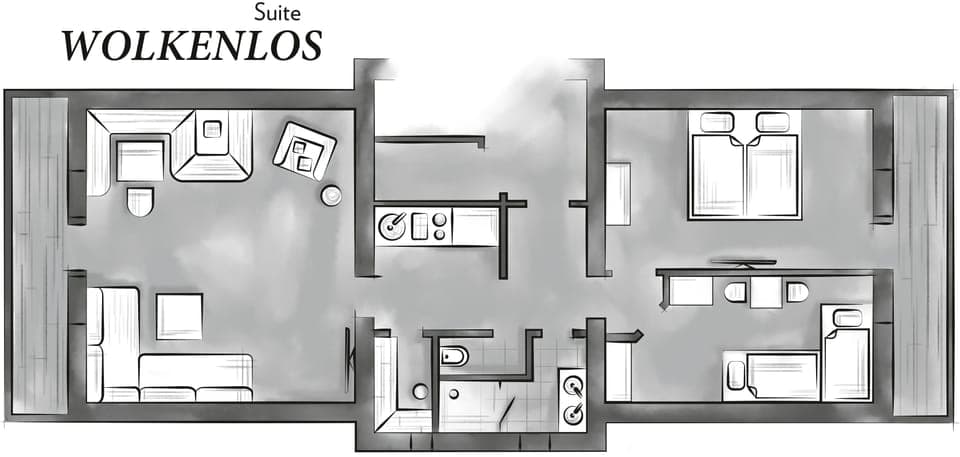 Suite, 2 Bedrooms, Balcony ("Wolkenlos" (incl. cleaning fee)) | Floor plan