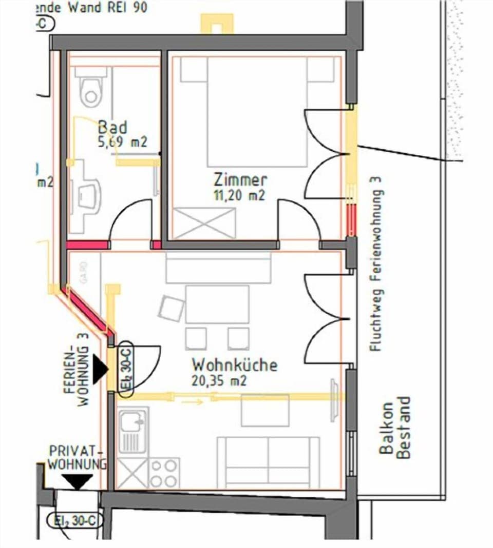 Comfort Apartment, 1 Queen Bed, Non Smoking | Floor plan
