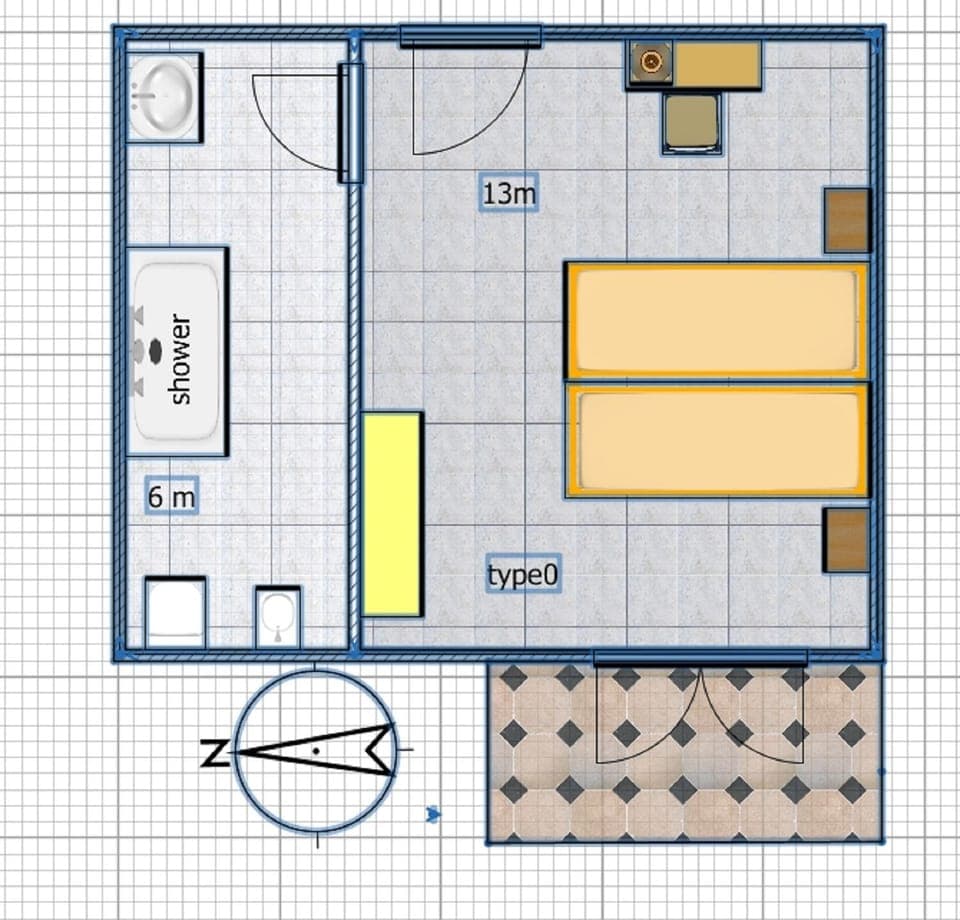 Double Room, Balcony, Partial Sea View | Floor plan