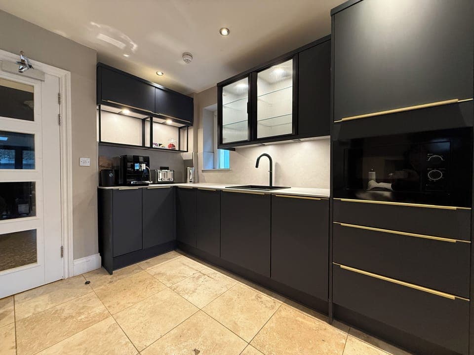 Shared fridge, microwave, coffee/tea maker, electric kettle