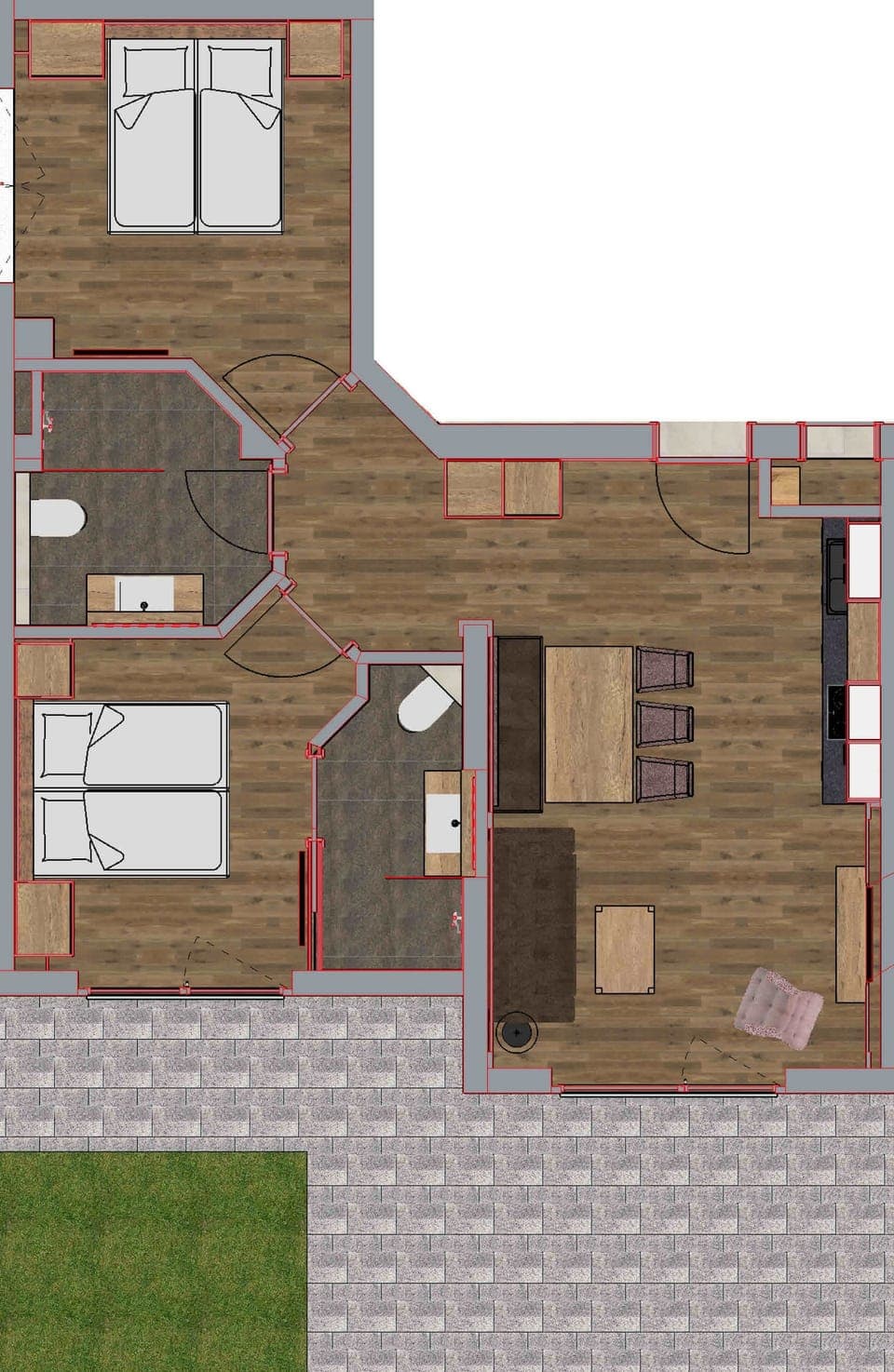 Deluxe Apartment, 2 Bedrooms, 2 Bathrooms | Floor plan