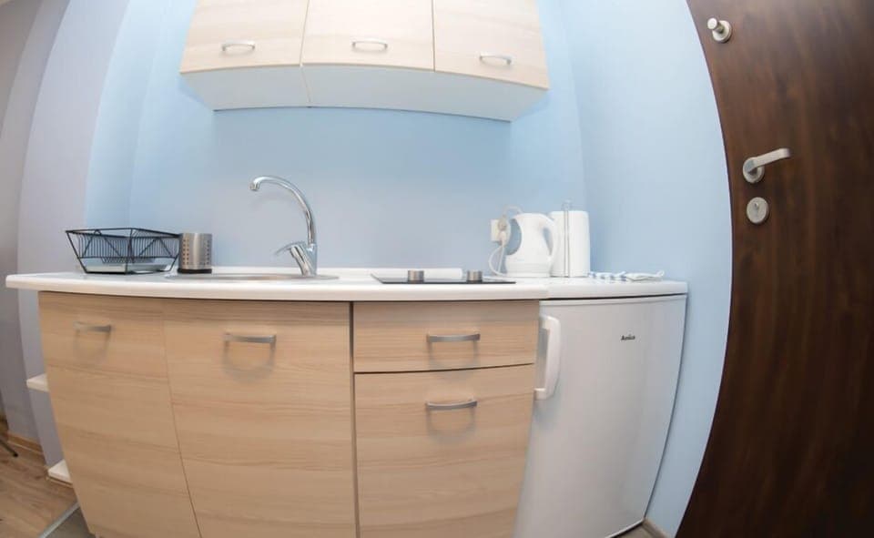 Bryza Apartment | Private kitchenette | Fridge, stovetop, coffee/tea maker, electric kettle