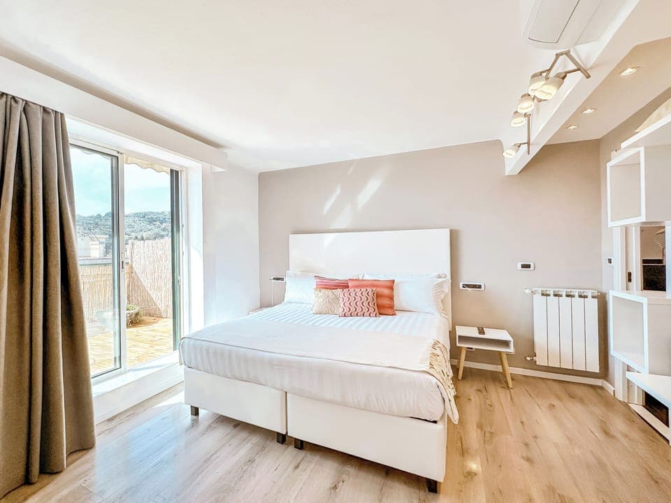 Comfort Double or Twin Room, Terrace, Sea View | Minibar, in-room safe, desk, laptop workspace