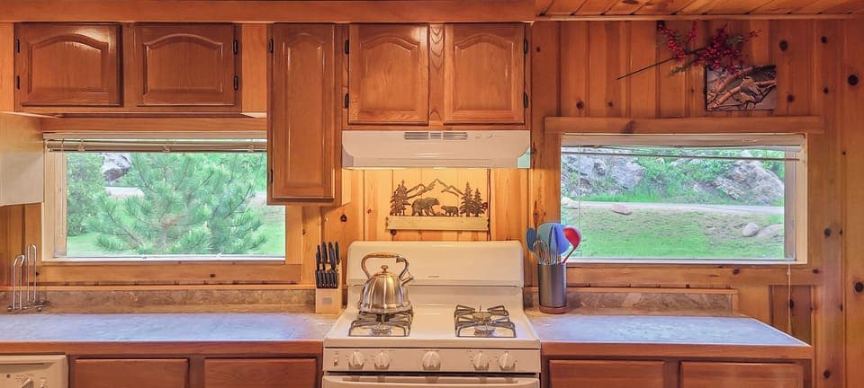 Cabin, Multiple Beds, River View | Private kitchen | Fridge, microwave, oven, stovetop