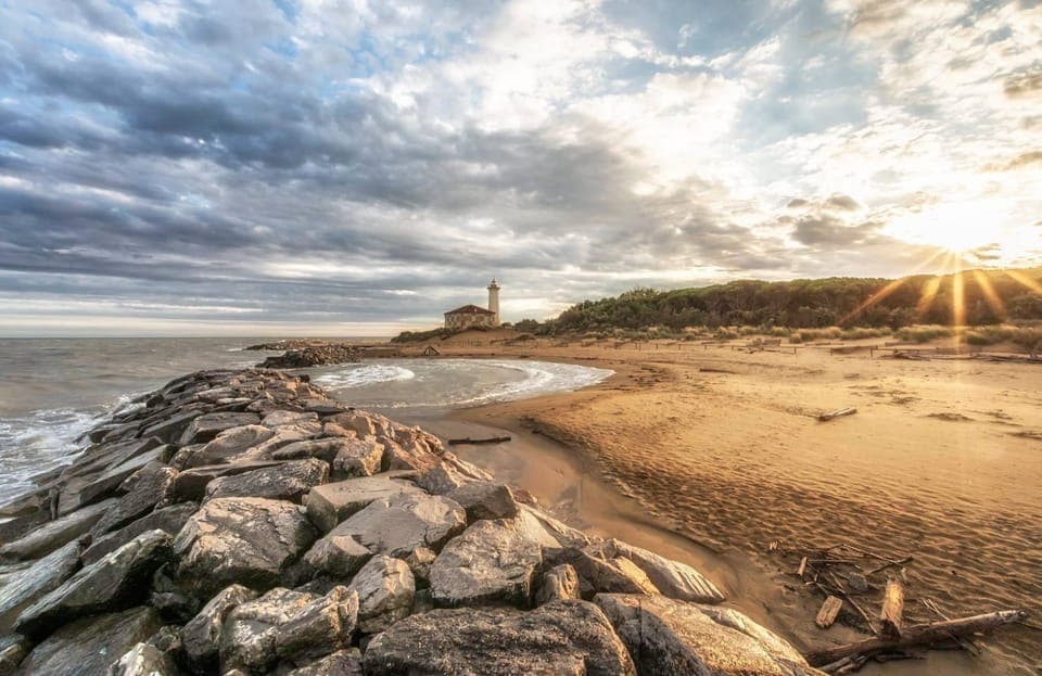 Private beach, white sand, sun loungers, beach umbrellas