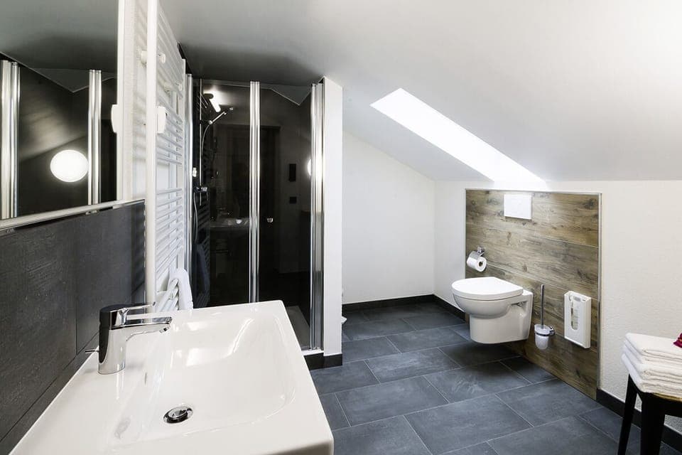 Comfort Double Room Single Use | Bathroom | Shower, hair dryer, towels