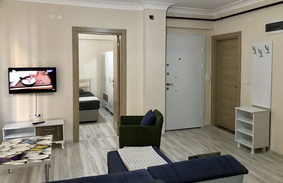 Apartment, 1 Bedroom | Living area | 82-inch LED TV with satellite channels, TV