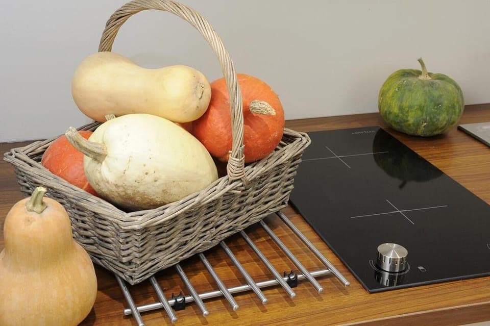 Fridge, microwave, stovetop, electric kettle