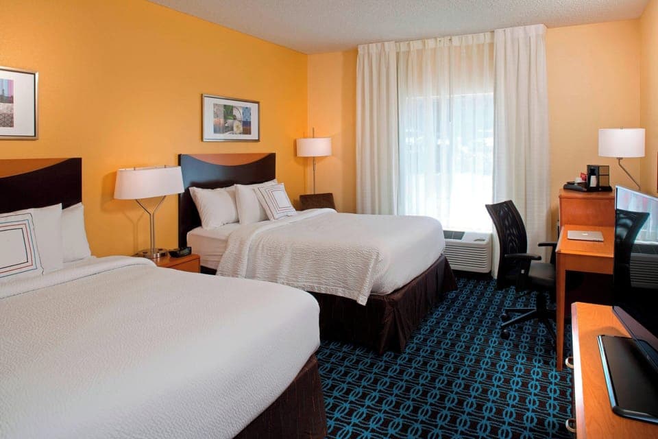 Room, 2 Queen Beds, Non Smoking | Desk, iron/ironing board, free WiFi, bed sheets