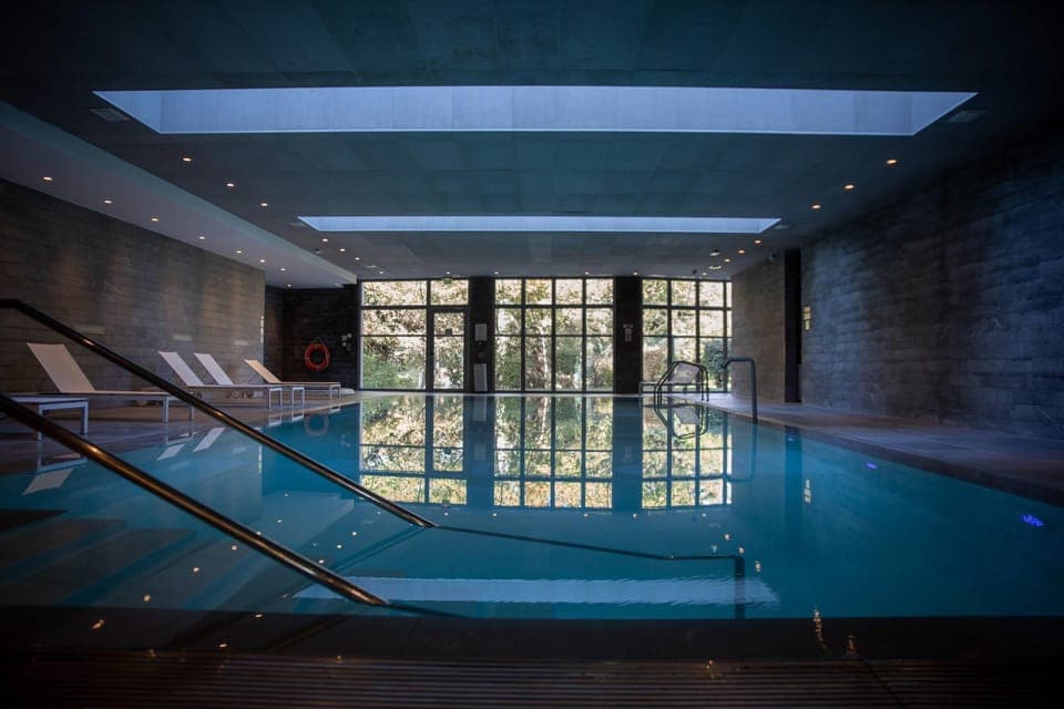 Indoor pool, open 9:00 AM to 9:00 PM, sun loungers