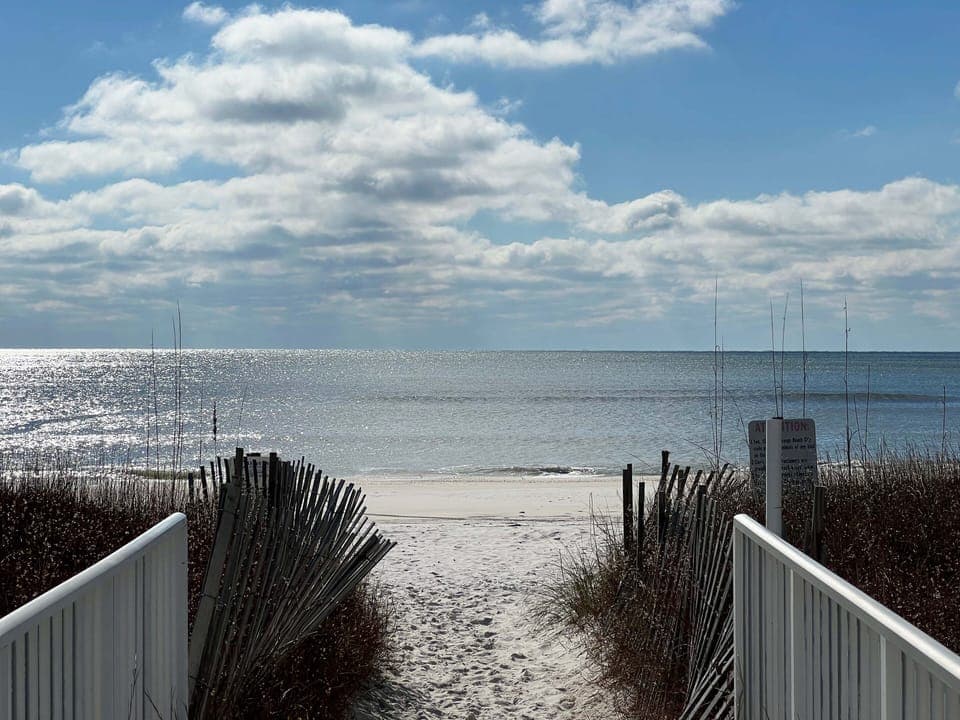 On the beach, white sand