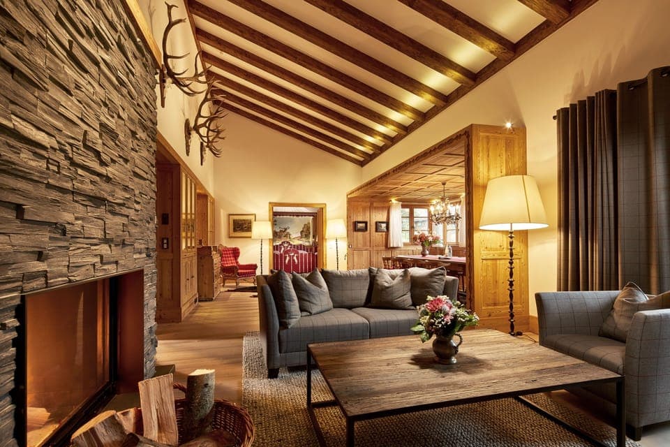 Suite, Fireplace, Valley View | Living room | TV, DVD player, pay movies