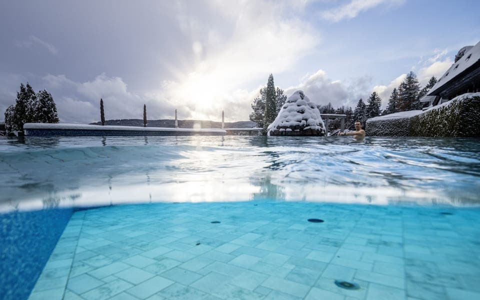 Indoor pool, outdoor pool, pool umbrellas, sun loungers