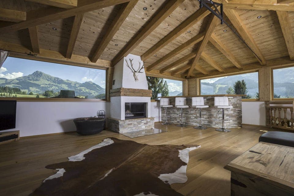 Chalet, 3 Bedrooms, Balcony, Mountain View | Living room | Flat-screen TV