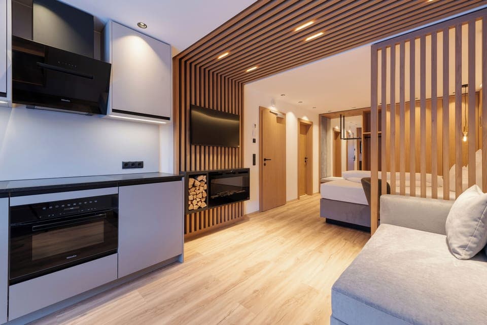 Superior Studio | Living area | 70-cm flat-screen TV with cable channels, LED TV, video-game console