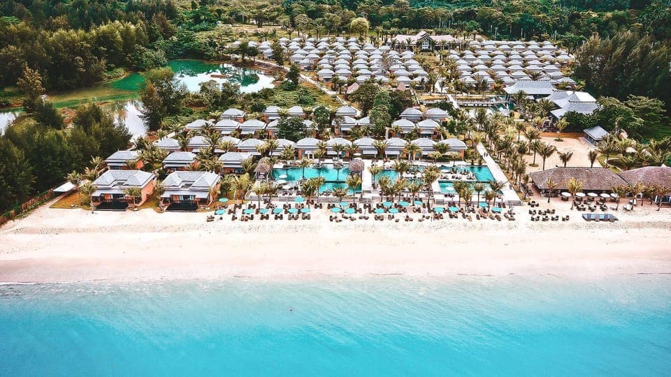 On the beach, sun loungers, beach umbrellas, beach bar