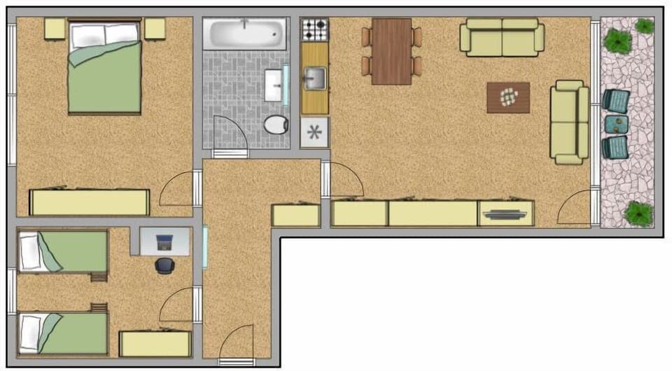 Apartment, 2 Bedrooms, Mountain View | Floor plan