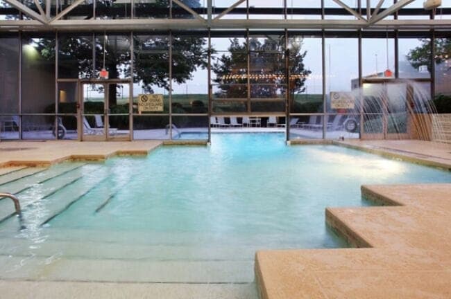 Indoor pool, outdoor pool, sun loungers