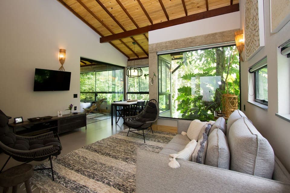 Superior Chalet, 1 King Bed with Sofa bed, Jetted Tub, Garden View | Living room | 40-inch LED TV with satellite channels, TV, DVD player