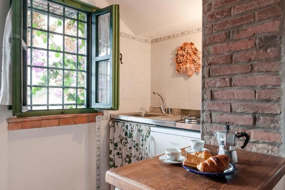 Fridge, stovetop, cookware/dishes/utensils