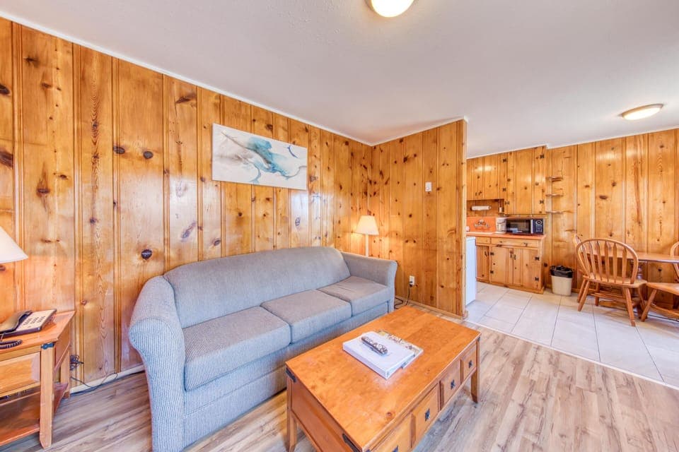 42-inch flat-screen TV with cable channels, TV