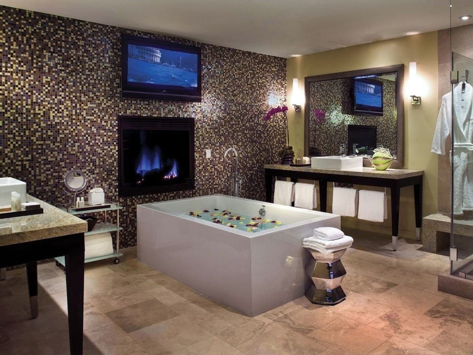 Presidential Villa | Bathroom | Designer toiletries, hair dryer, bathrobes, slippers