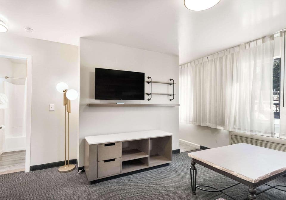 Blackout drapes, iron/ironing board, free cribs/infant beds