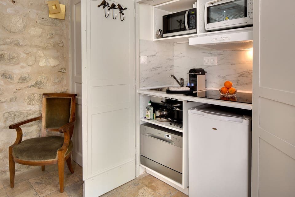 Mini-fridge, microwave, eco-friendly cleaning products