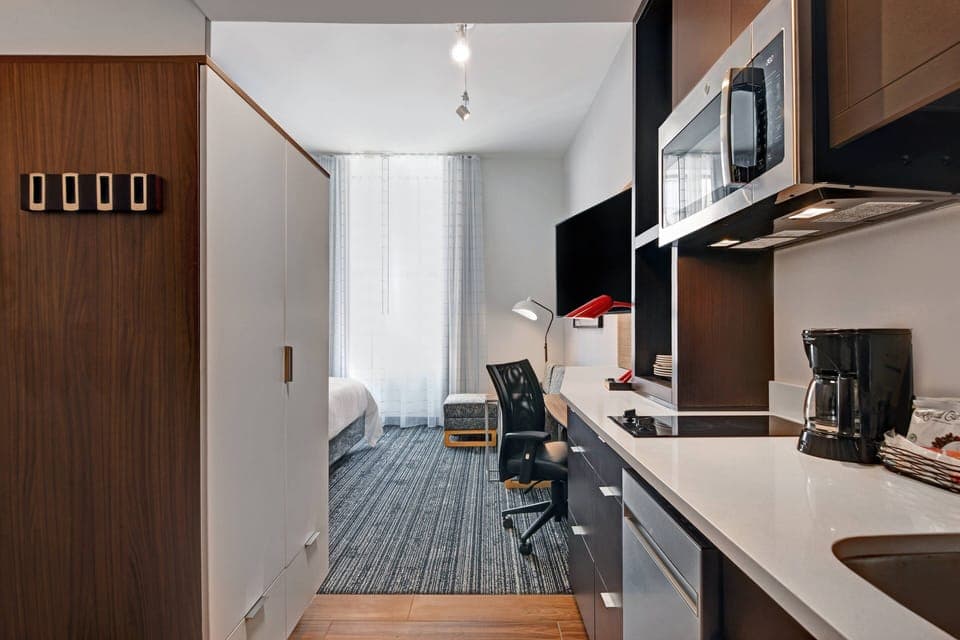 Individually decorated, individually furnished, desk, laptop workspace