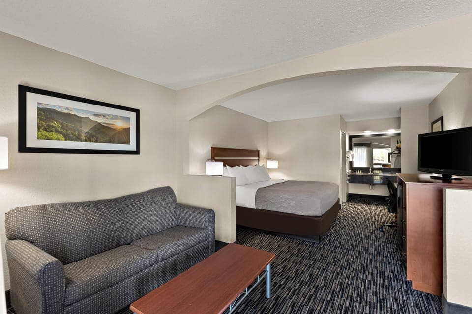 Room, 1 King Bed, Accessible, Non Smoking | Desk, laptop workspace, blackout drapes, iron/ironing board