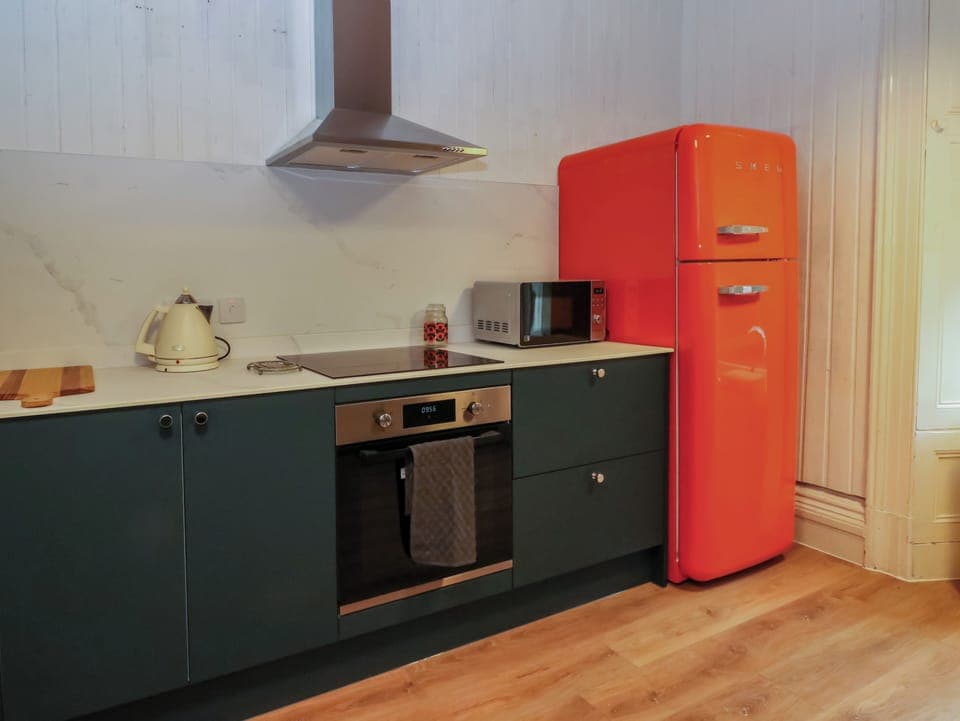 Fridge, dishwasher, electric kettle, toaster