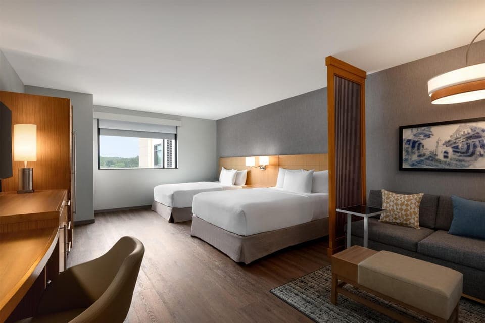 Room, Multiple Beds, Accessible (2 Queen Beds with Sofa Bed) | Premium bedding, desk, blackout drapes, iron/ironing board