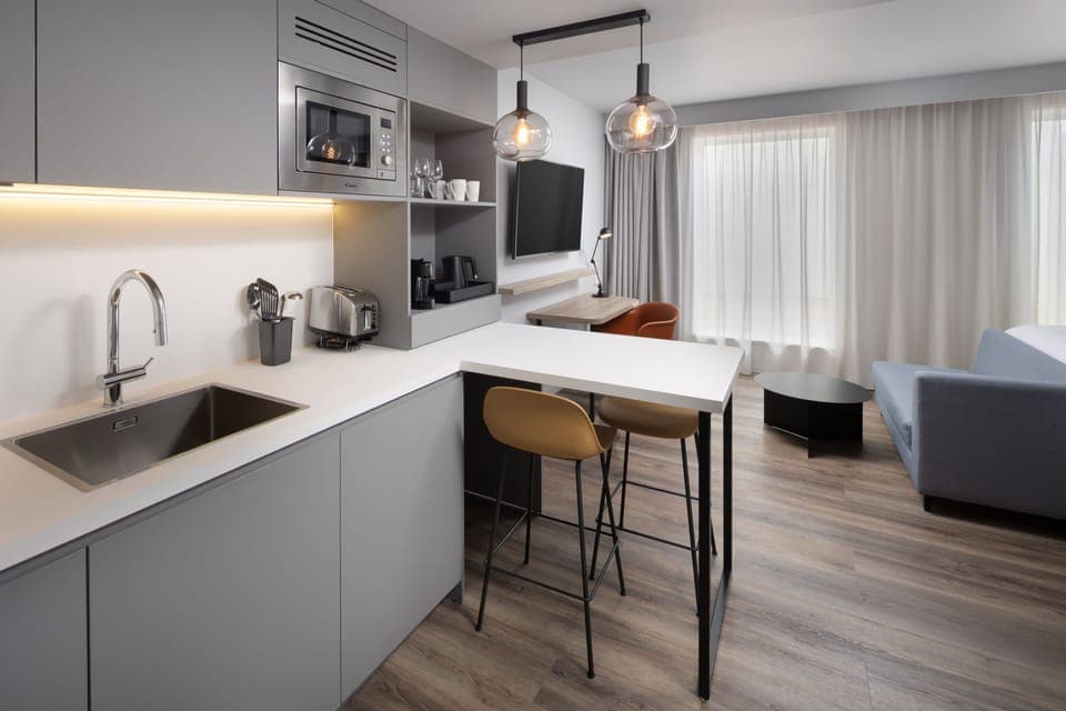 Studio, 1 King Bed | Desk, laptop workspace, iron/ironing board, free cribs/infant beds