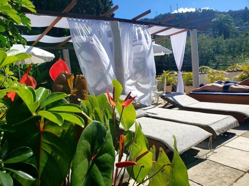 Outdoor pool, sun loungers