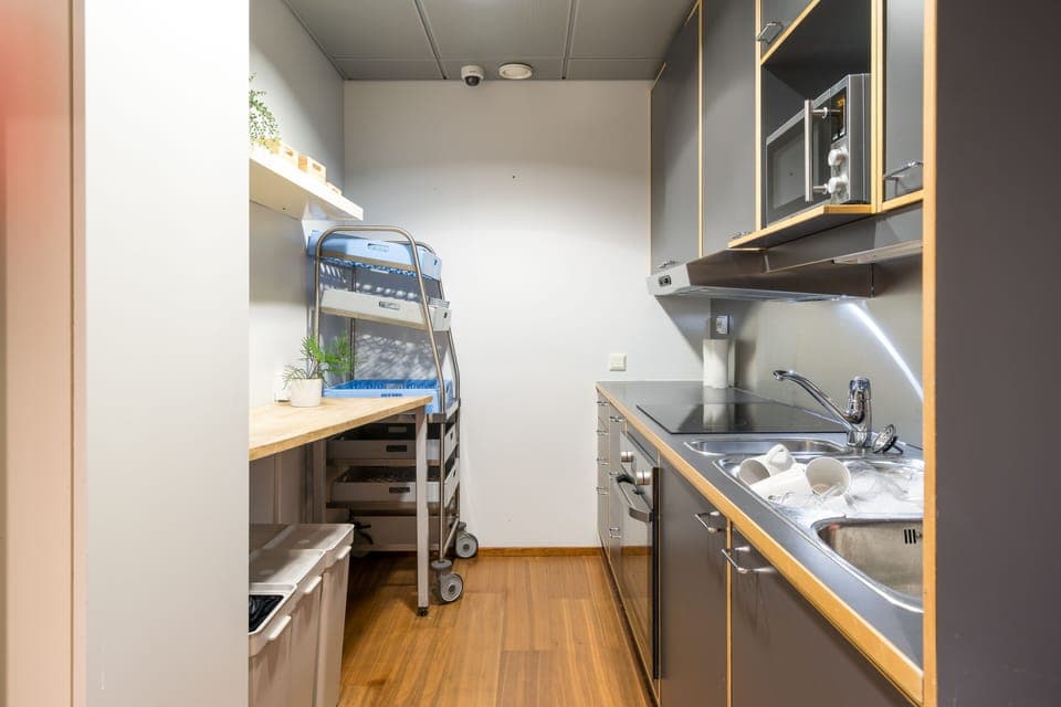 Mini-fridge, microwave