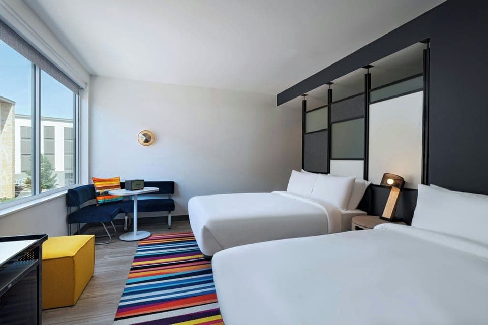 aloft, Room, 2 Queen Beds | Down comforters, pillowtop beds, in-room safe, iron/ironing board