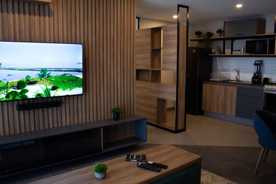 Deluxe Apartment, 2 Bedrooms | Living area | 55-inch Smart TV with digital channels, TV, Netflix