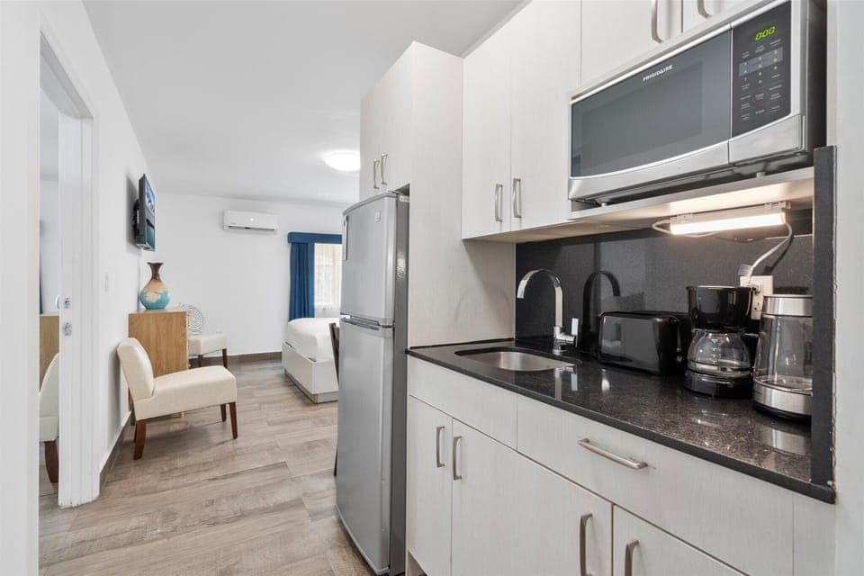 Deluxe Suite | Private kitchen | Full-size fridge, microwave, coffee/tea maker, electric kettle