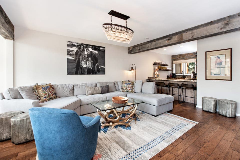 Townhome | Living area | 42-inch flat-screen TV with cable channels, TV, fireplace
