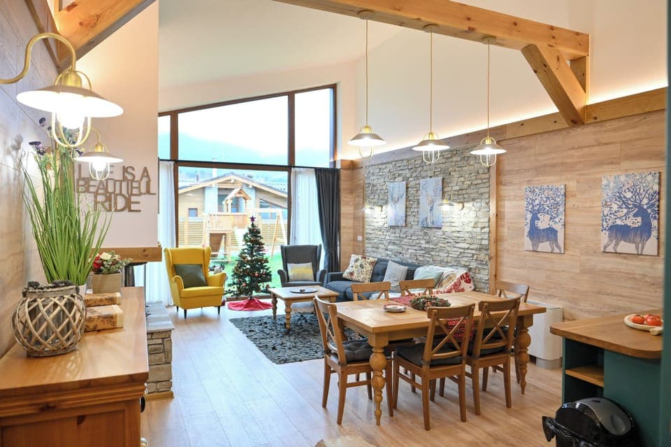 Superior Chalet, 3 Bedrooms, Sauna, Mountain View | Living area | 100-cm TV with satellite channels, fireplace