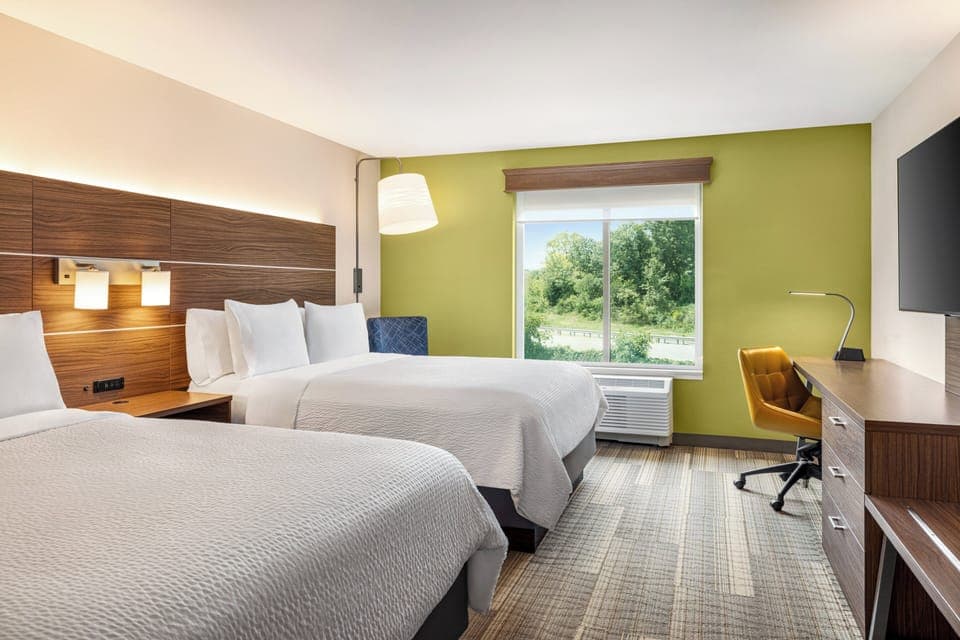 Standard Room, 2 Queen Beds (Standalone Shower) | In-room safe, desk, blackout drapes, iron/ironing board